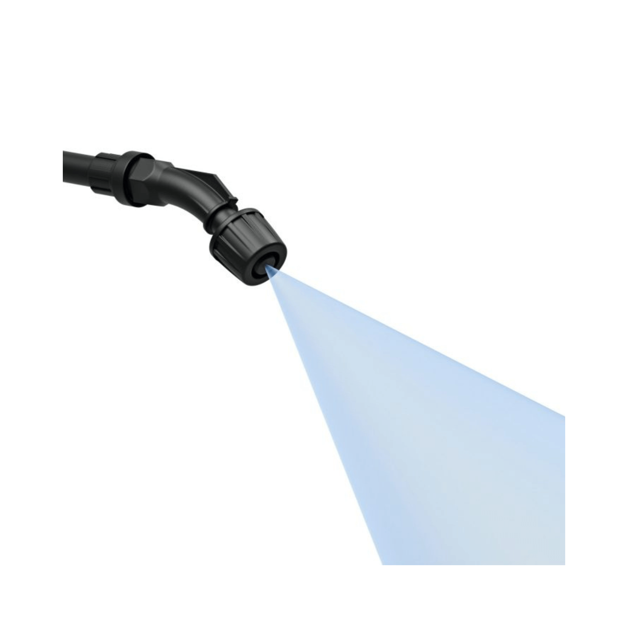 Close-up of the nozzle of the STIHL SGA 60 Cordless Sprayer demonstrating water spray functionality.