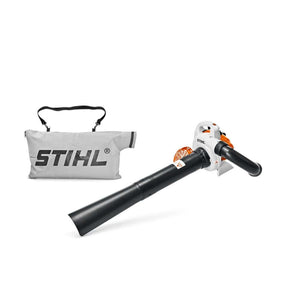 STIHL SH 56 petrol vacuum shredder and blower with bag, ideal for tree surgeons clearing debris and leaves.
