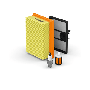 Cut-off Machine Service Kits containing filter, spark plug, and essential maintenance components.