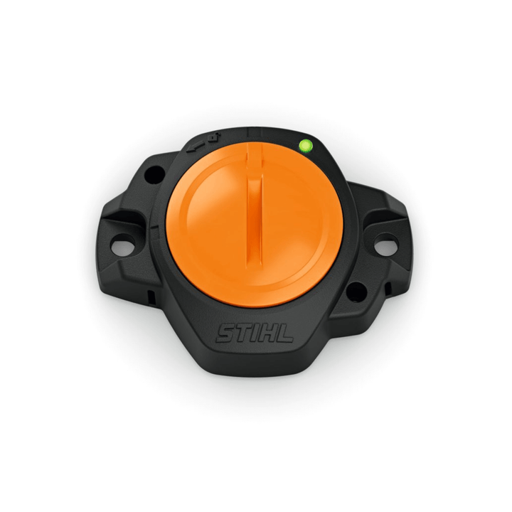 STIHL Smart Connector 1 for power tool fleet management, ideal for tree surgeons, featuring orange control button.