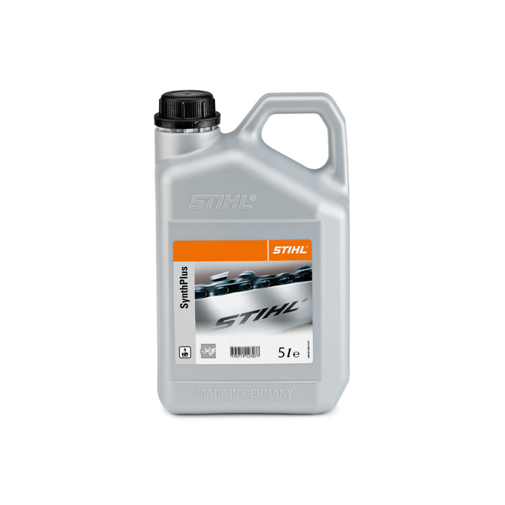Stihl synthetic chain oil container on a white background