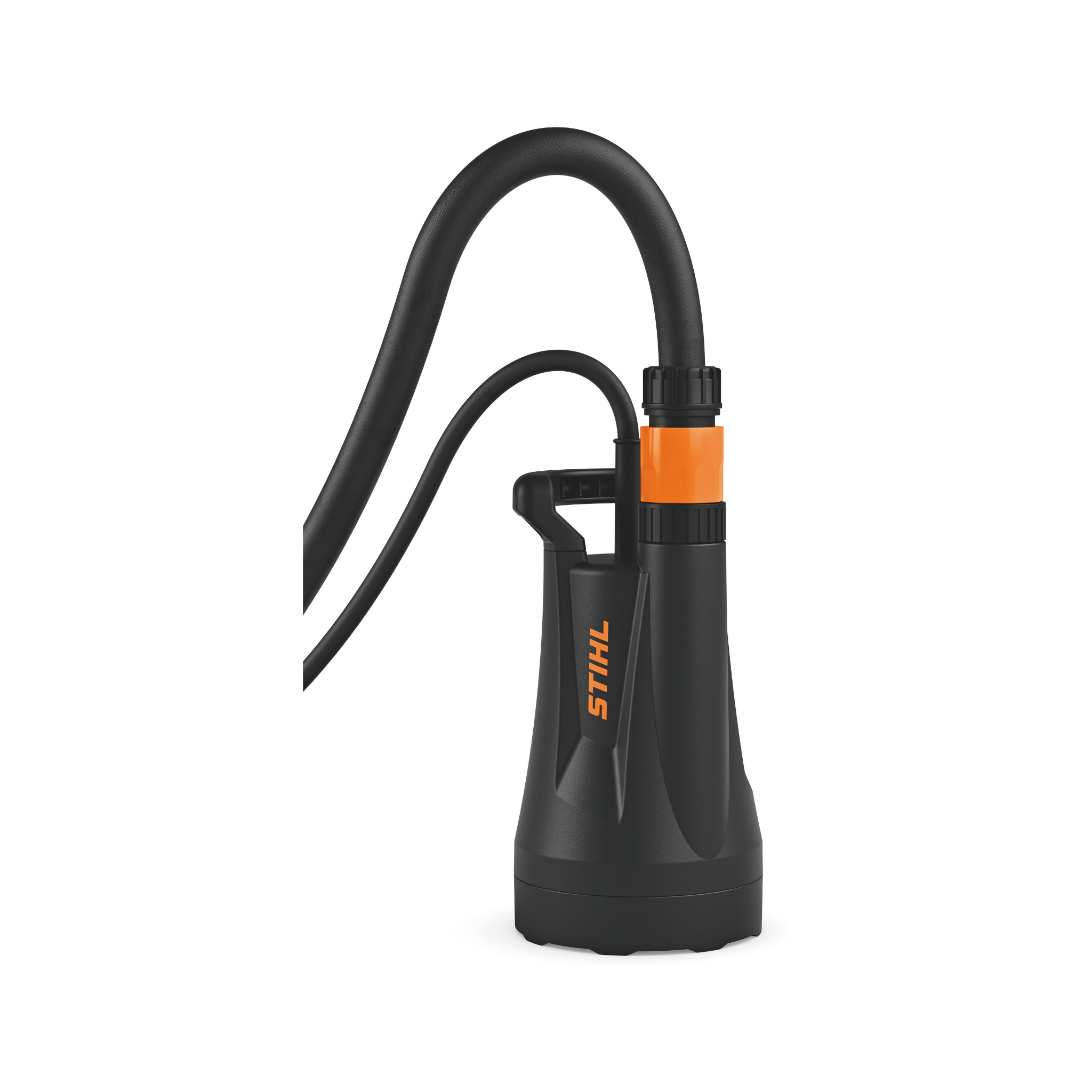 TPA 20 Cordless Pump shown with hose, designed for portable water transfer and outdoor gardening needs
