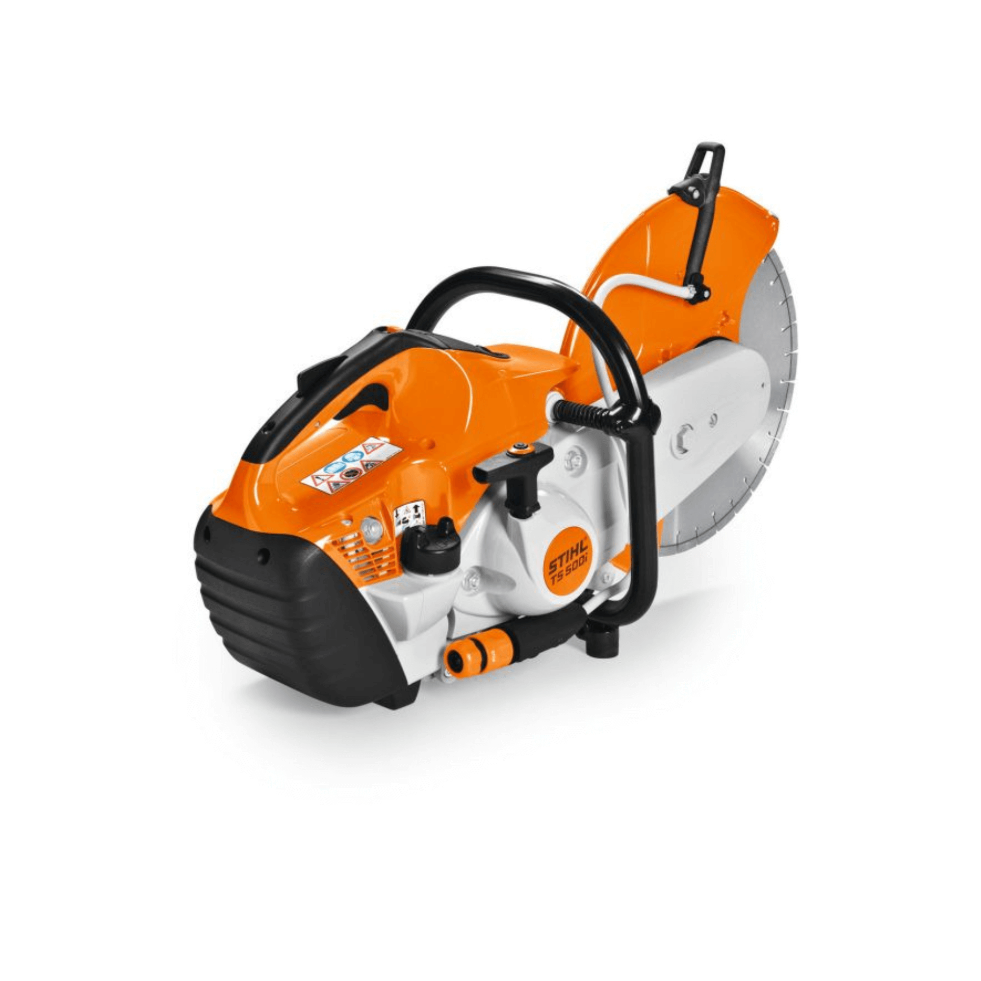 STIHL TS 500i Petrol Cut-Off Saw 14" in orange and black, a powerful tool for cutting tasks.