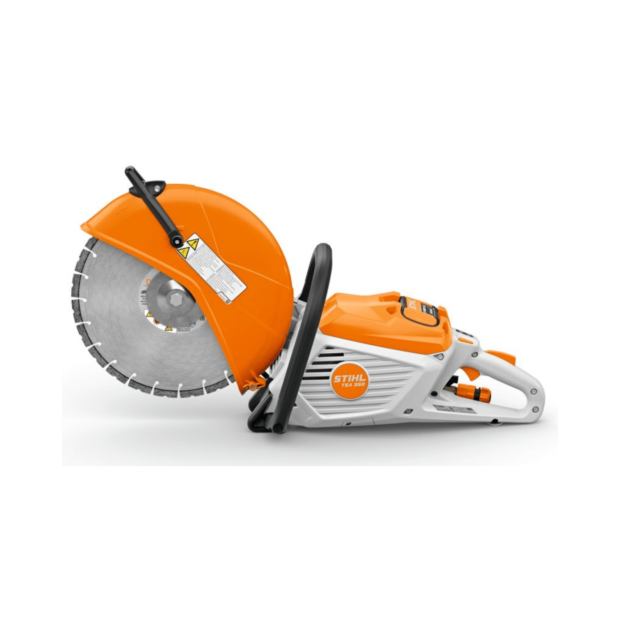 STIHL TSA 350 Cordless 14" Disc Cut-Off Machine with 14" blade for cutting concrete, stone, and rebar.