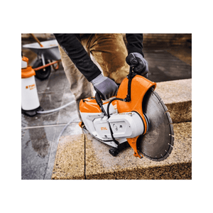TSA 500 Cordless Disc Cut-Off Machine 14" in use on construction site with operator handling it.