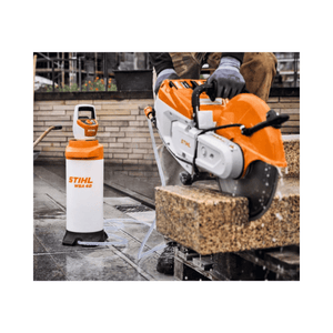 STIHL TSA 500 Cordless Disc Cut-Off Machine 14" in action, showcasing cutting on a construction site.
