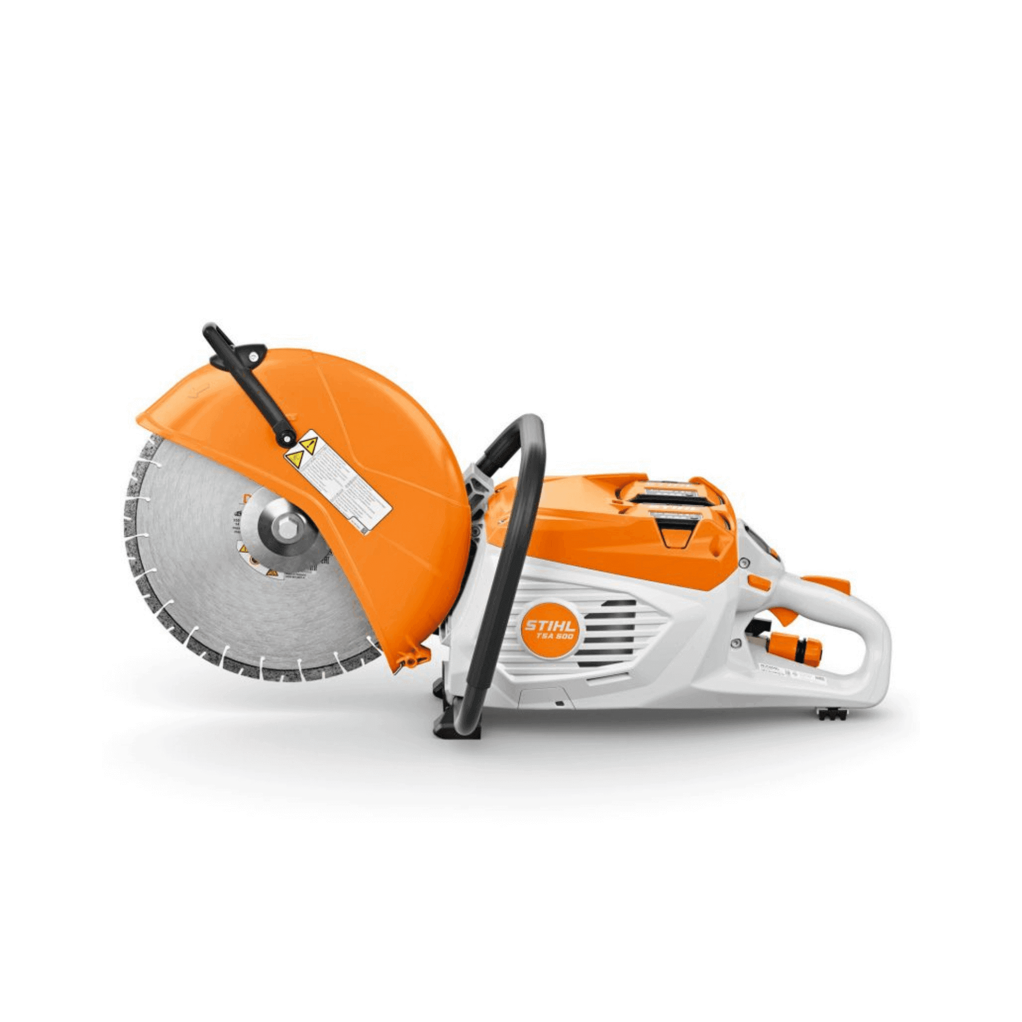 TSA 500 Cordless Disc Cut-Off Machine 14" on display, showcasing its powerful cutting capabilities and design.