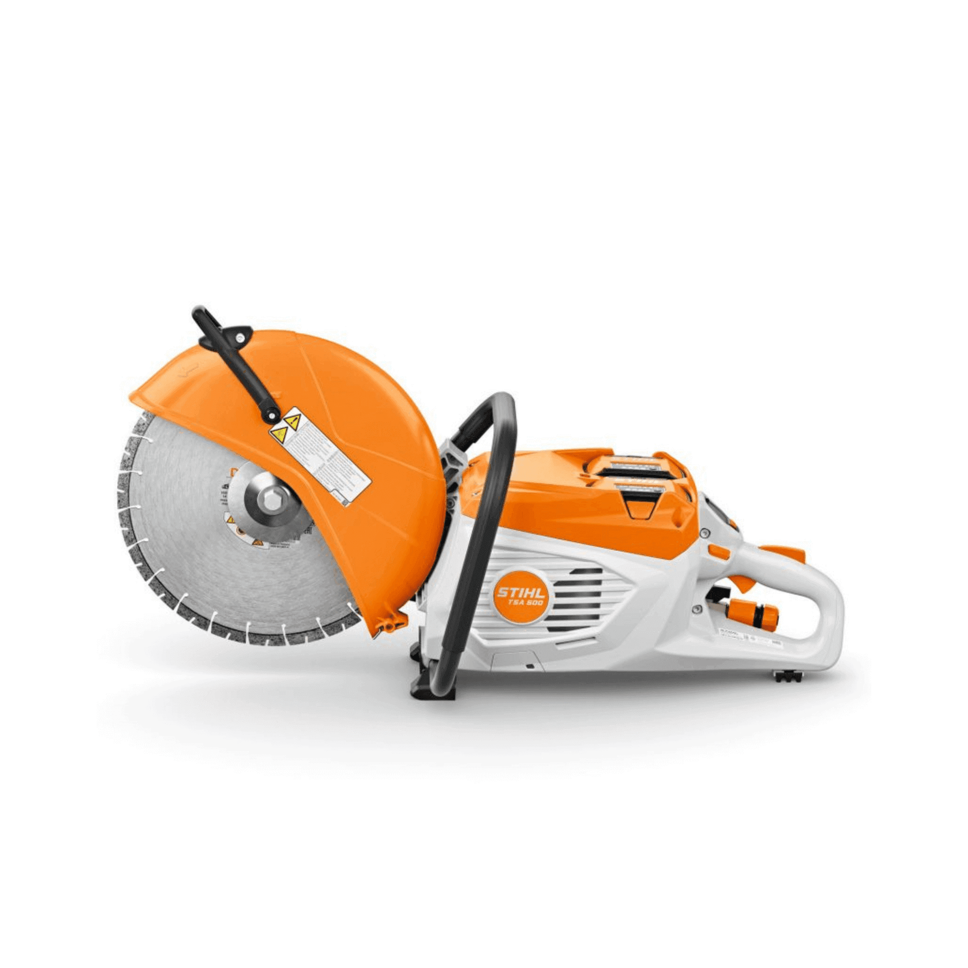 TSA 500 Cordless Disc Cut-Off Machine 14" on display, showcasing its powerful cutting capabilities and design.