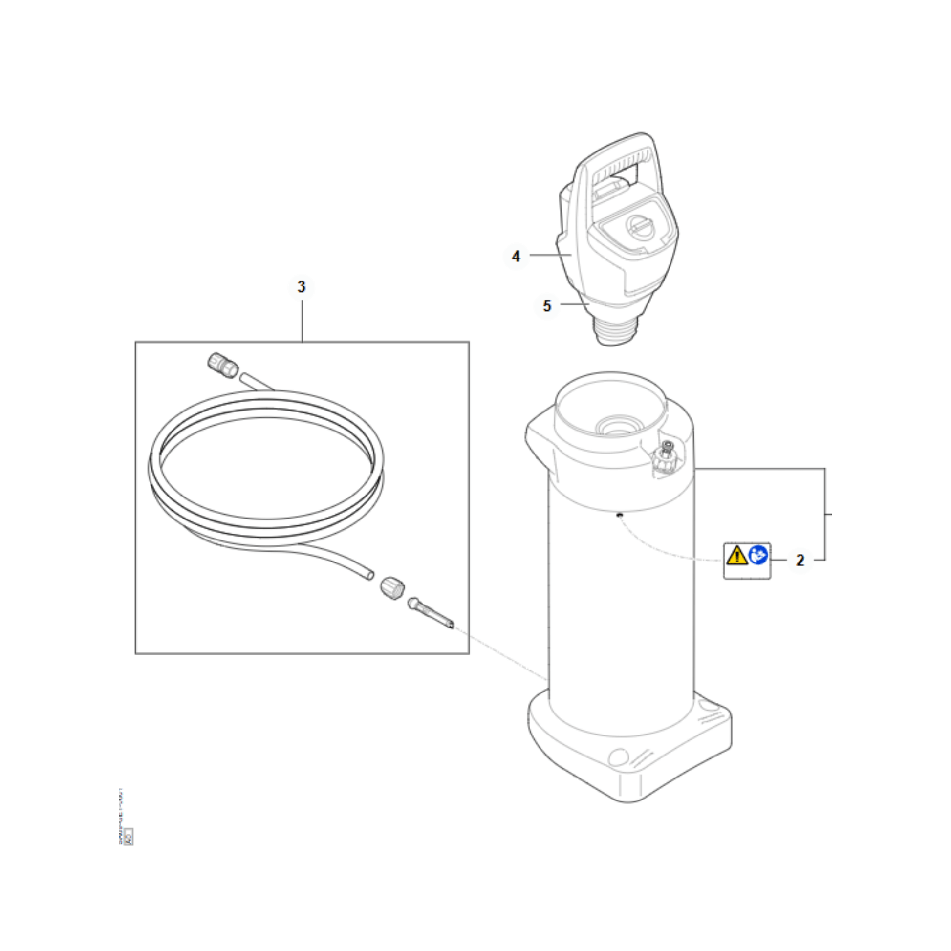 WSA 40 Cordless Pressurised Water Container Spare Parts diagram with components and assembly details.