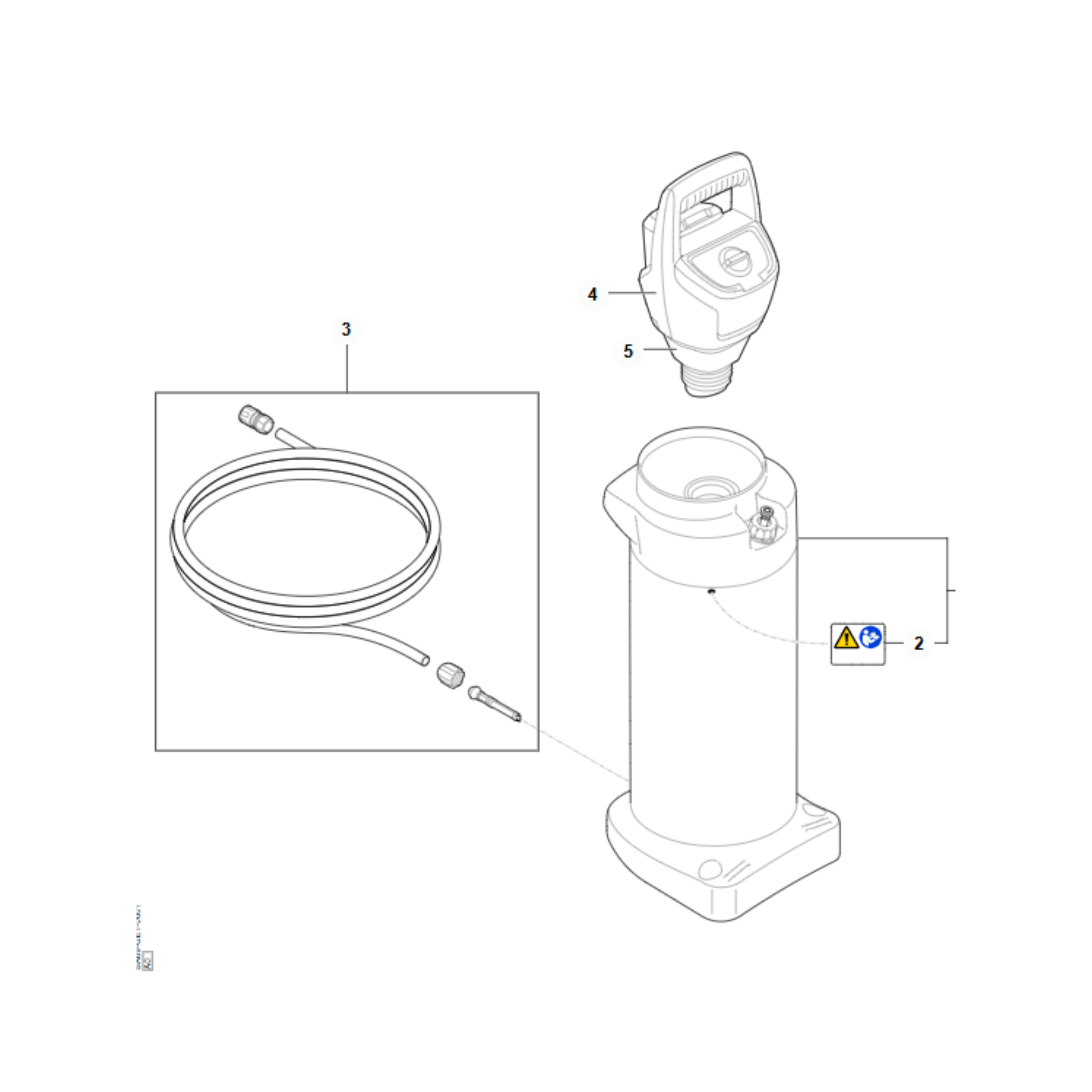 WSA 40 Cordless Pressurised Water Container Spare Parts diagram with components and assembly details.