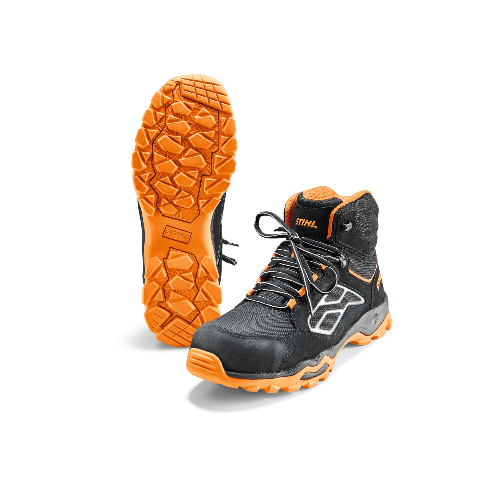 STIHL Worker S3 Laced Safety Boots for Tree Surgeons, featuring durable construction and slip-resistant outsole.