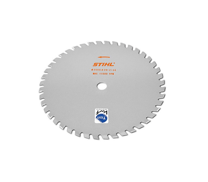 STIHL grass cutting blade for brush cutters, durable steel design for efficient grass cutting.