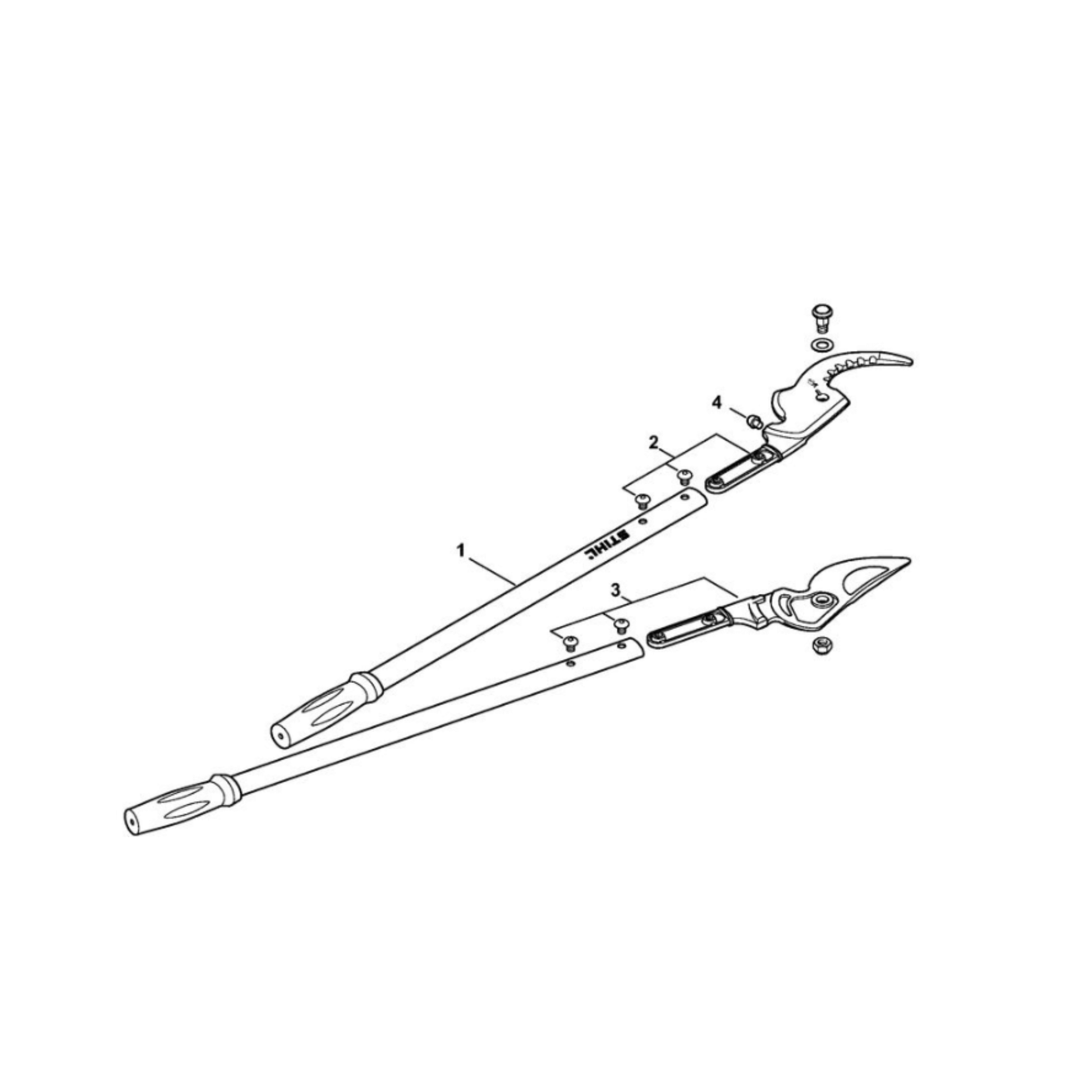 STIHL PB 30 lopping shears parts diagram showing replacement components and assemblies for maintenance.
