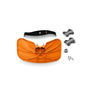 An orange shredding guard kit, including a blade and a mounting bracket, designed to attach to a STIHL clearing saw for enhanced shredding performance.