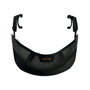STIHL Basic Visor Holder for chainsaw helmets. Secures mesh or polycarbonate visors, providing face protection during cutting. Durable, easy to attach