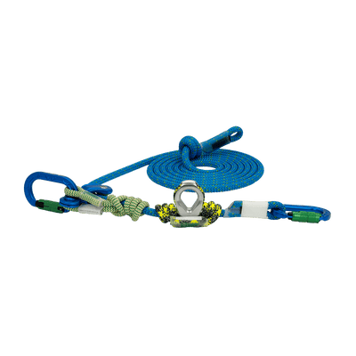HipSTAR Glide 11.5mm arborist lanyard with carabiners, rope, and knots for tree surgeons.