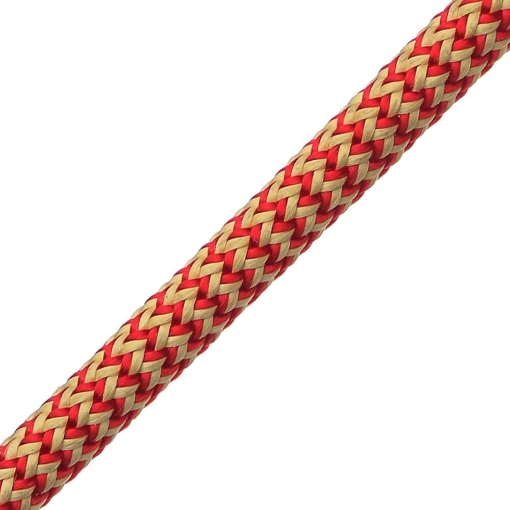 Teufelberger 10mm Ocean Polyester Friction Cord in red and gold, ideal for tree surgeons and rigging professionals.