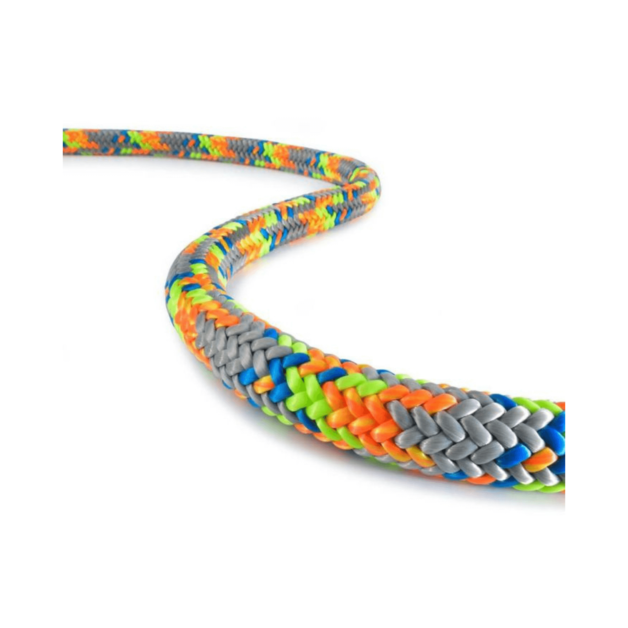 Colorful braided Tachyon Ash 11.5mm climbing rope designed for tree surgeons and climbers.