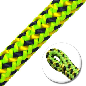 Teufelberger Dragonfly 11.1mm climbing rope, durable, with a bright green and black braided design, ideal for tree surgeons.