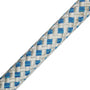 Close-up of Sirius Bull Rope 20mm with blue and white braided design, suitable for tree surgeons and rigging applications.