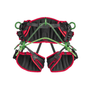 Teufelberger treeMOTION Pro X harness. Tree climbing gear. Adjustable, ergonomic design. Black, red, and gray. Used for professional arborists.