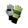 Hi-Visibility Chainsaw Gloves designed for tree surgeons, featuring robust protection and high-visibility colors.