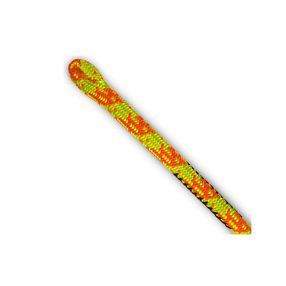 Treehog Nebula 11.8mm climbing rope in vibrant yellow and orange colors for tree surgeons and outdoor enthusiasts.