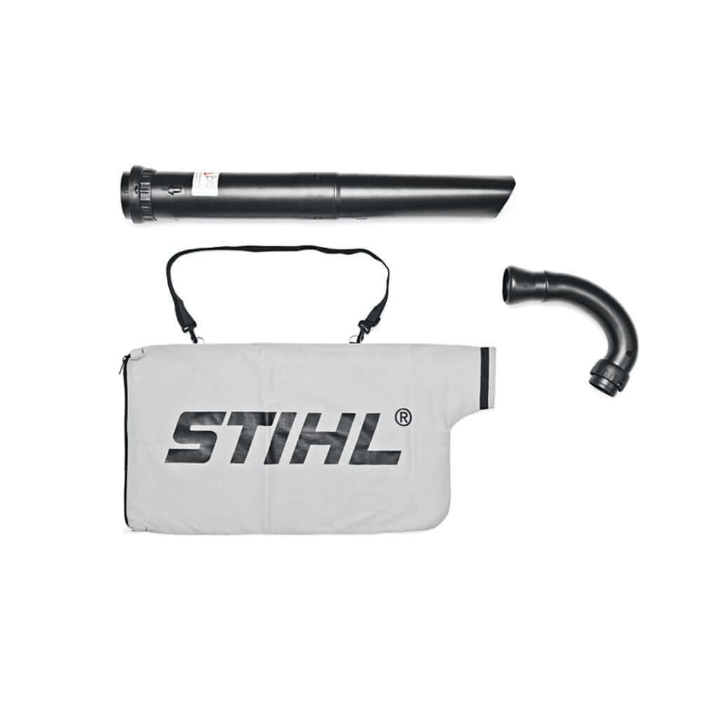 STIHL BG56/BG86 vacuum attachment set with tube and bag for efficient yard cleanup.