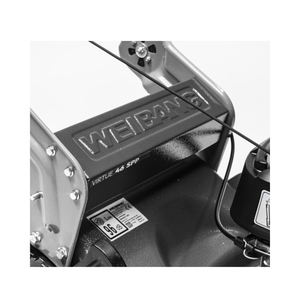 Weibang Virtue 46 SPP lawnmower close-up, showcasing durable construction for lawn care.