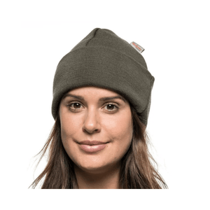 Beanie Classic - Woman wearing a premium merino wool hat, perfect for outdoor professionals and long shifts.