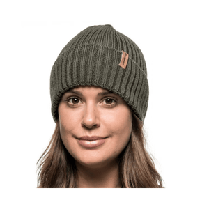 Beanie Ribbed in Pine Green, rib-knit merino wool beanie designed for outdoor professionals and comfort.
