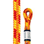 Red & black YALE XTC Fire 12.6mm climbing rope, coiled. High visibility, durable tree climbing line.