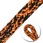 Close-up of the YALE Imori 5m Rope Lanyard showing the durable black and orange braided design for tree surgeon safety.