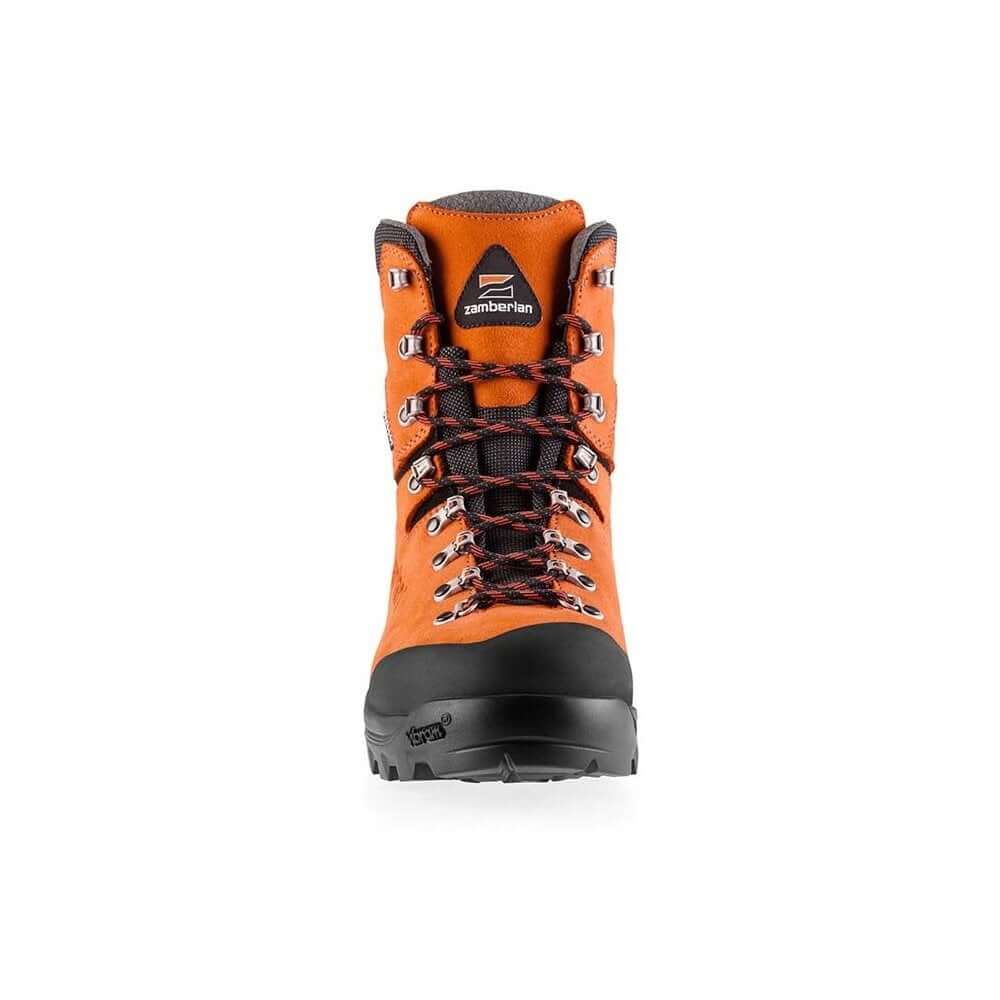 Zamberlan WALD GTX RR Chainsaw Boots in bright orange for tree surgeons, offering cut protection and comfort.