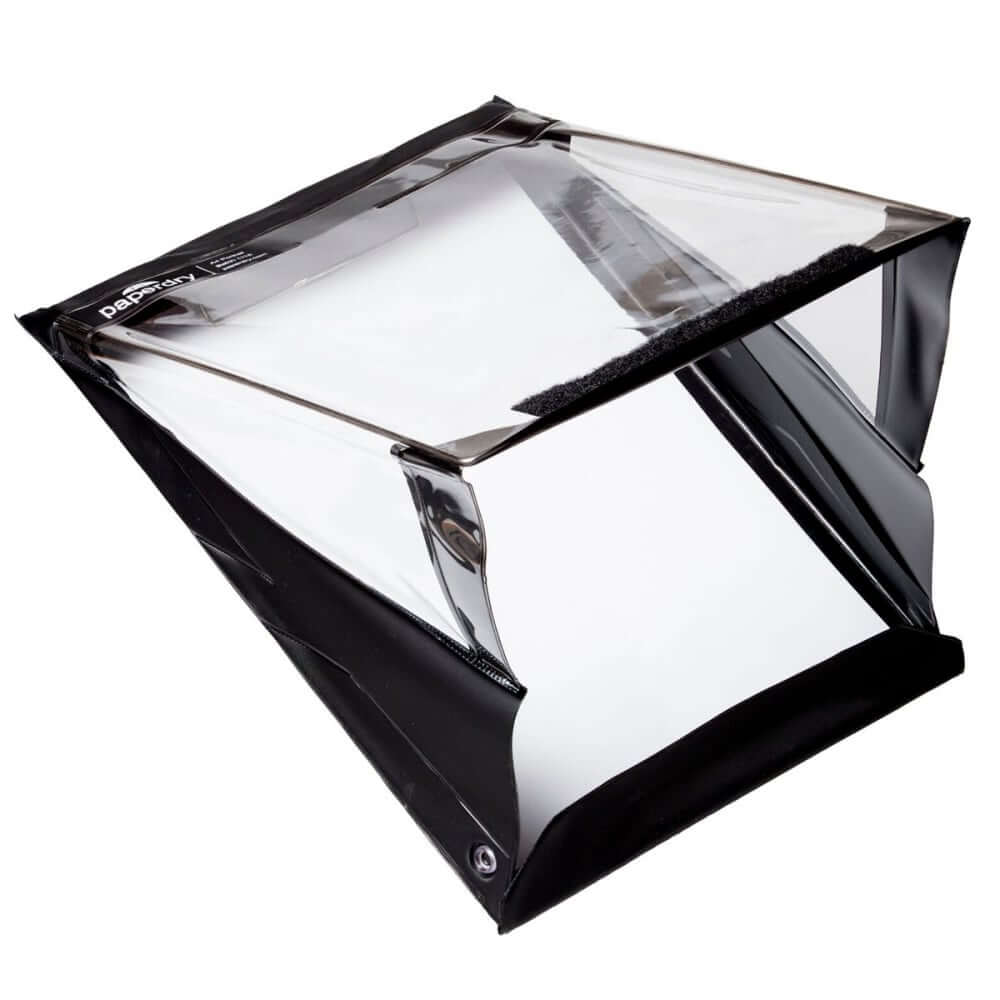 A4 portrait weatherproof clipboard with spring-loaded cover and strong velcro, ideal for tree surgeons and outdoor use.