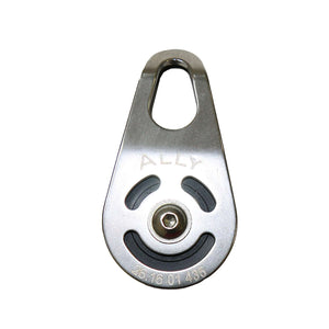 Ally pulley for rigging, designed for tree surgeons, ensuring smooth movement during arborist tasks.