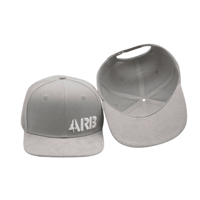 ARB snapback baseball cap in light grey, perfect for tree surgeons and other arborist enthusiasts.