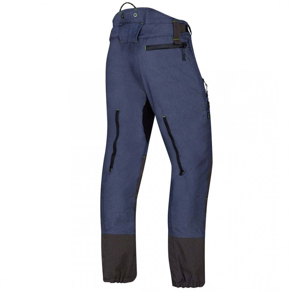 Breatheflex Pro chainsaw trousers in denim blue, designed for tree surgeons with modern materials and classic style.