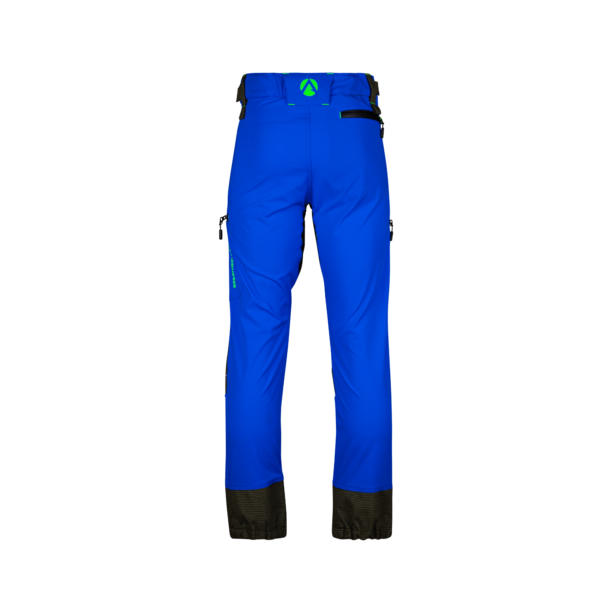 Back view of Arbortec AT4160 Breatheflex Pro non-protective blue trousers for tree surgeons and landscaping professionals.
