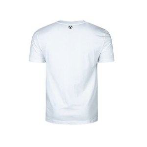 Back view of a white short sleeve t-shirt, perfect for tree surgeons, featuring a stylish and durable design.