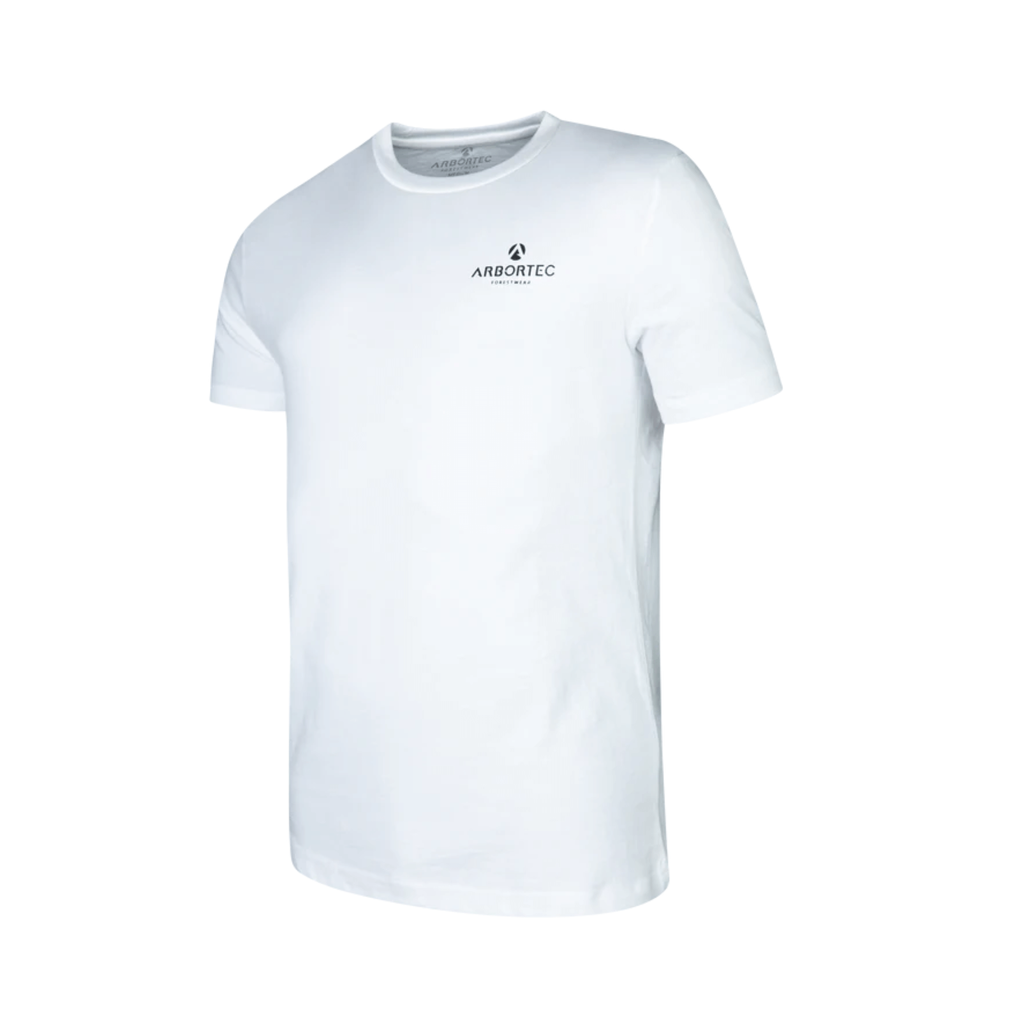 White short sleeve t-shirt by Arbortec, made from 100% cotton, ideal for tree surgeons and everyday wear.