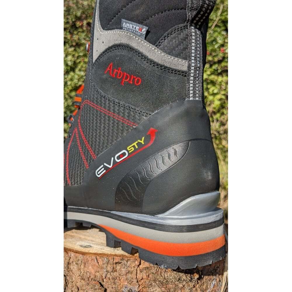 Arbpro EVO Chainsaw Boots close-up showcasing durable design for tree surgeons.