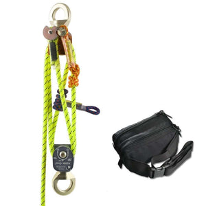 Aztek Set, Inc rope and bag for tree surgeons; versatile double pulley system designed for rescue and rope access.