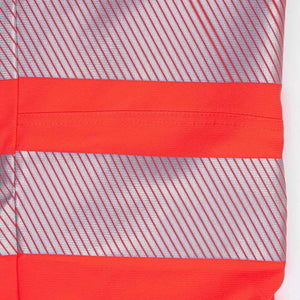 Close-up of reflective stripes on Breatheflex Chainsaw Trousers in Hi-Vis Orange, ideal for tree surgeons.