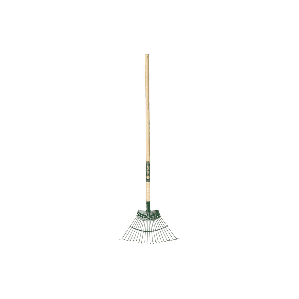 Bulldog Springbok 20 Tine Lawn Rake with hardwood handle for efficient lawn maintenance and debris removal.