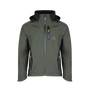 Caiman Breathedry Softshell Jacket in green, ideal for outdoor enthusiasts and tree surgeons, featuring removable hood and pockets.