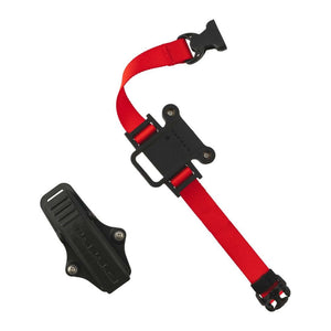 Caiman Harness Strap with red strap and black clip, ideal for Tree Surgeons and secure storage solutions.