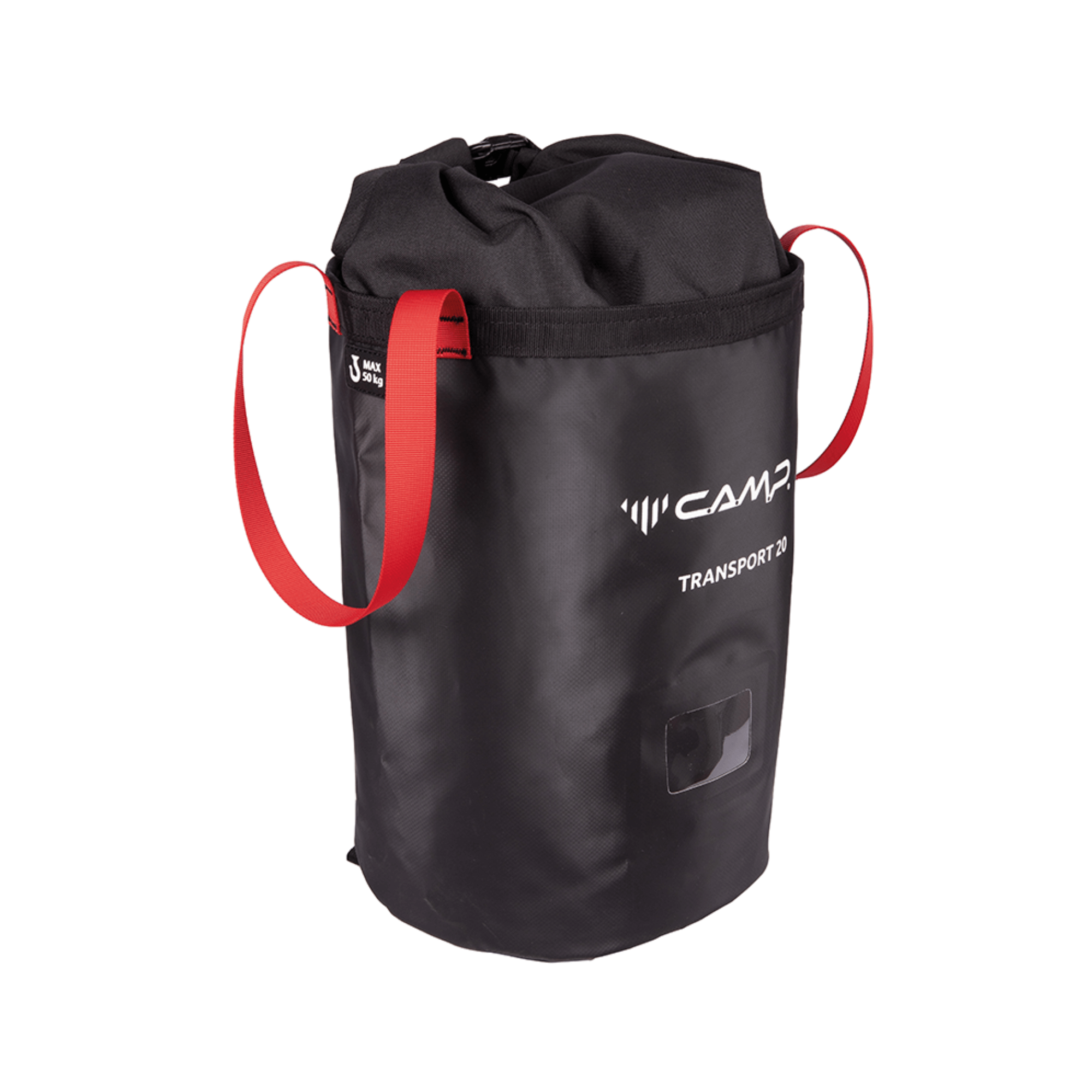 CAMP TRANSPORT 20 Black Rope Bag - Durable self-standing bag for tree surgeons and climbing enthusiasts.