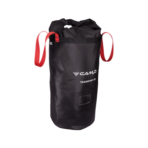 CAMP TRANSPORT 30 Black Cylindrical Rope Bag for Tree Surgeons, durable with heavy-duty Tarpaulin PVC construction.