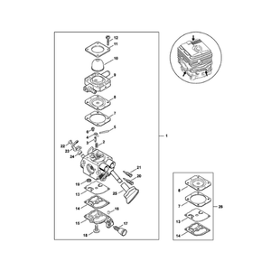 STIHL BG86 carburetor parts diagram for C1M-S261E, showcasing genuine parts for accurate replacement and service.
